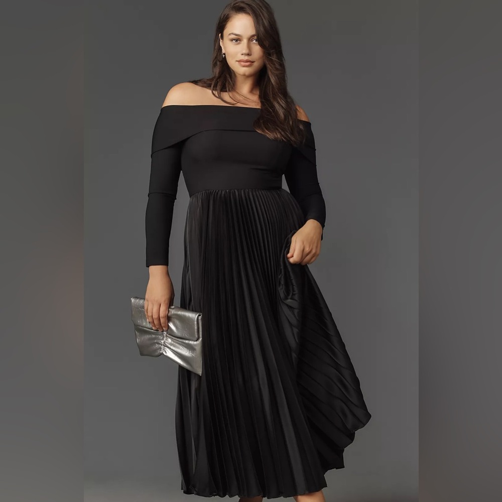Hutch Black Blythe Off Shoulder Pleated Dress (NWOT)